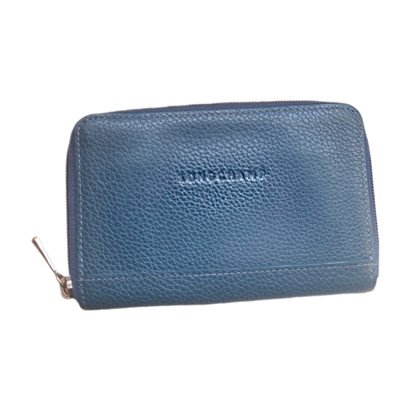 Longchamp Bags Longchamp Blue Green Leather Ziparound Wallet Poshmark